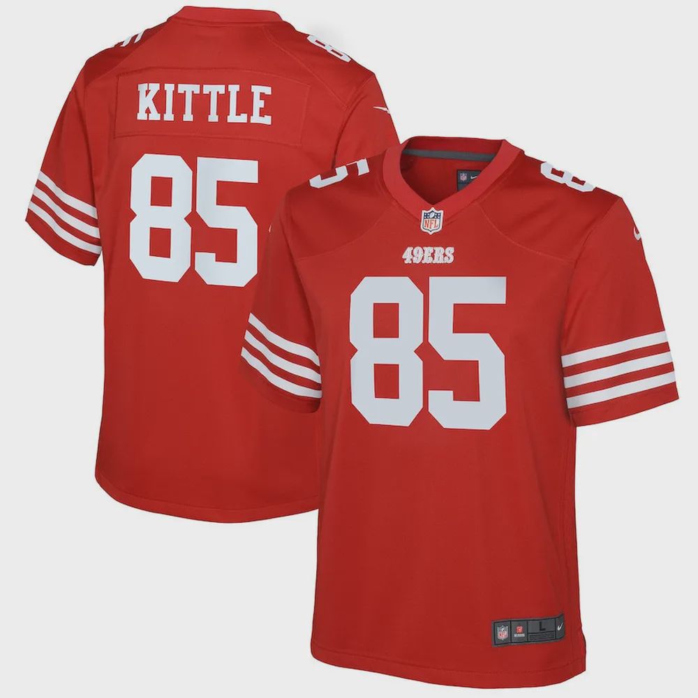 George Kittle 85 San Francisco 49ers Youth Game Jersey – Scarlet