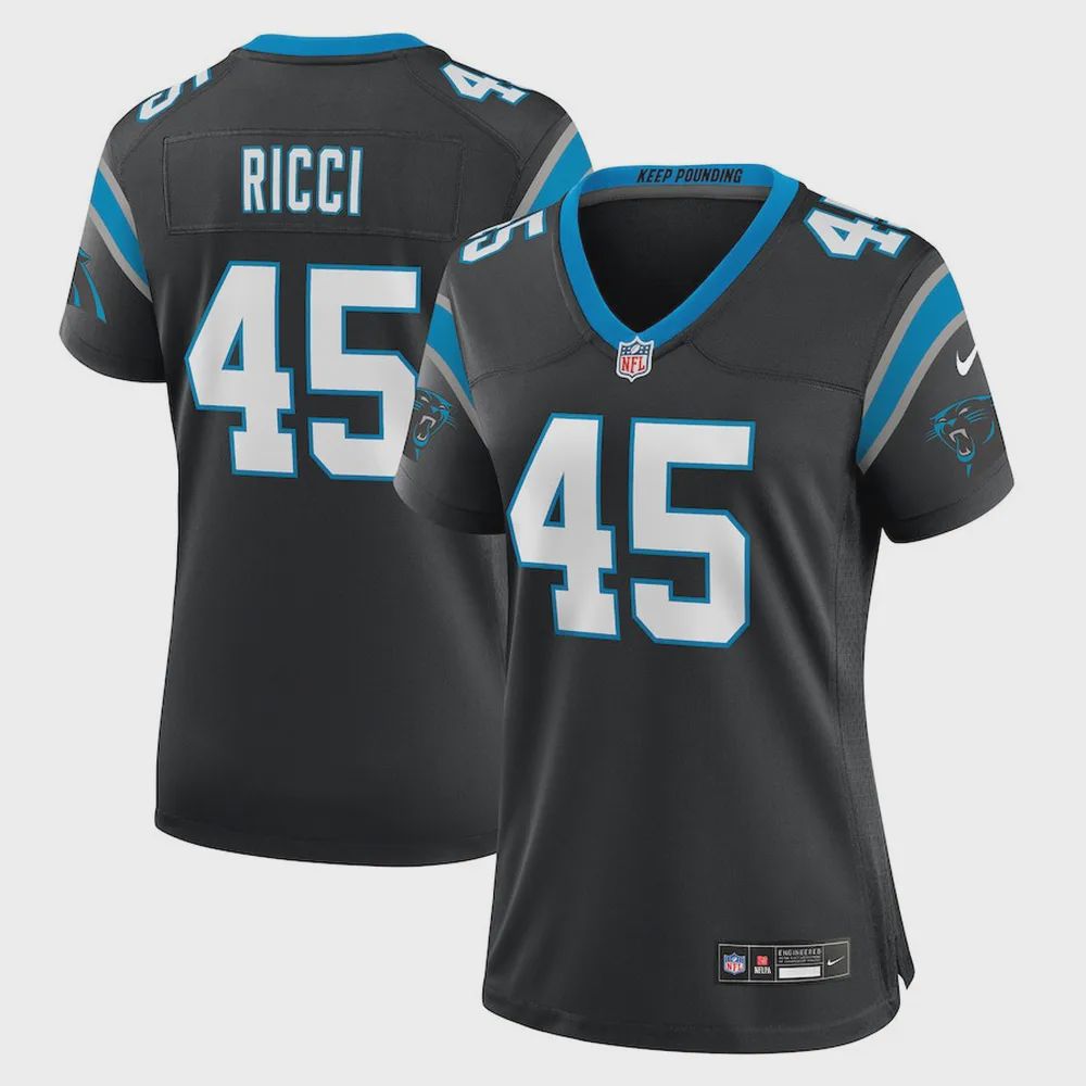 Giovanni Ricci 45 Carolina Panthers Women’s Team Game Jersey – Black