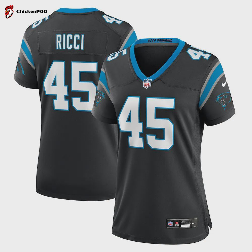 Giovanni Ricci 45 Carolina Panthers Women’s Team Game Jersey – Black