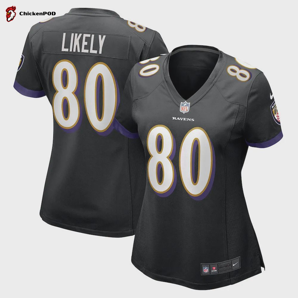 Isaiah Likely 80 Baltimore Ravens Women’s Alternate Game Jersey – Black