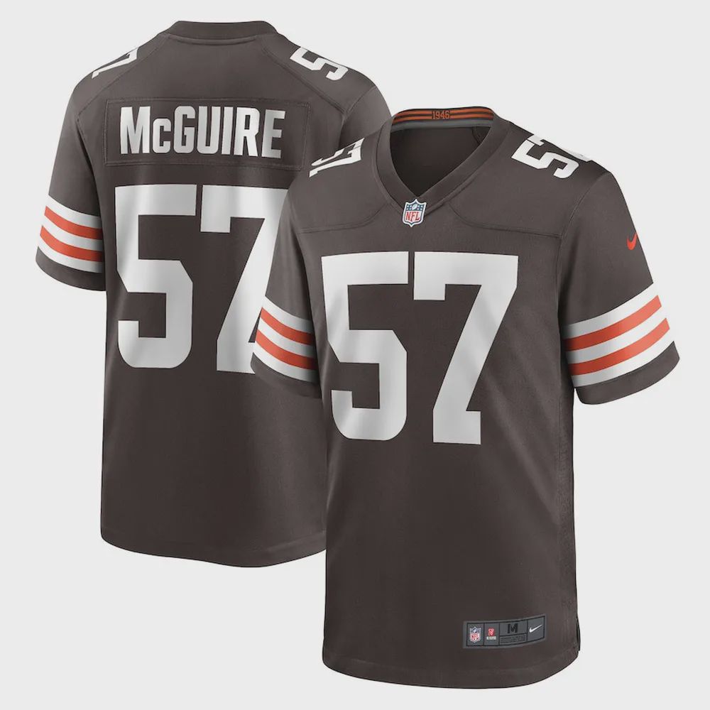 Isaiah McGuire 57 Cleveland Browns Men Team Game Jersey – Brown