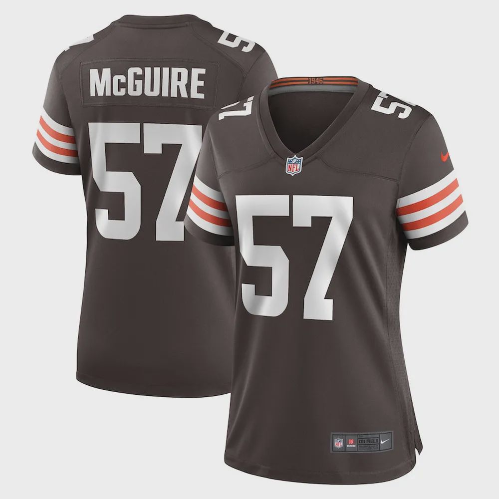 Isaiah McGuire 57 Cleveland Browns Women Team Game Jersey – Brown