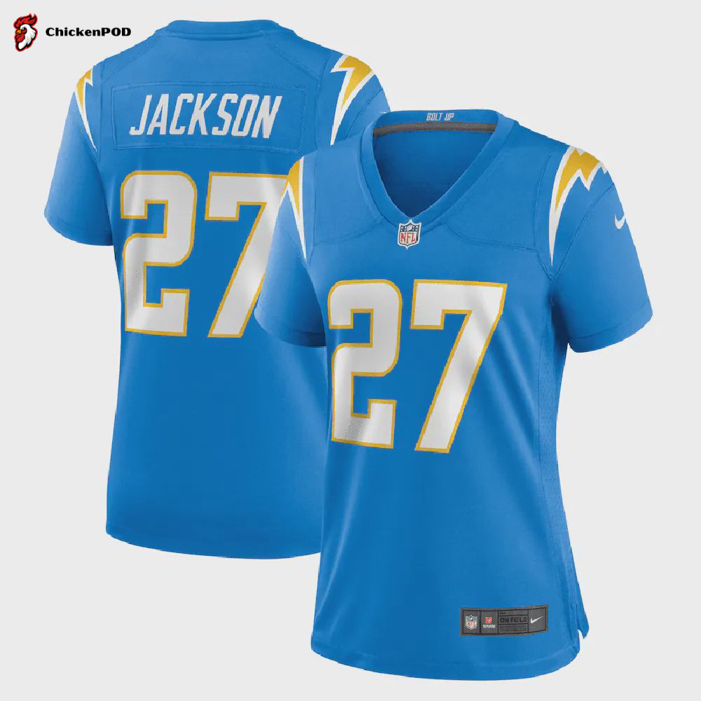 J. Jackson 27 Los Angeles Chargers Women’s Game Jersey – Powder Blue