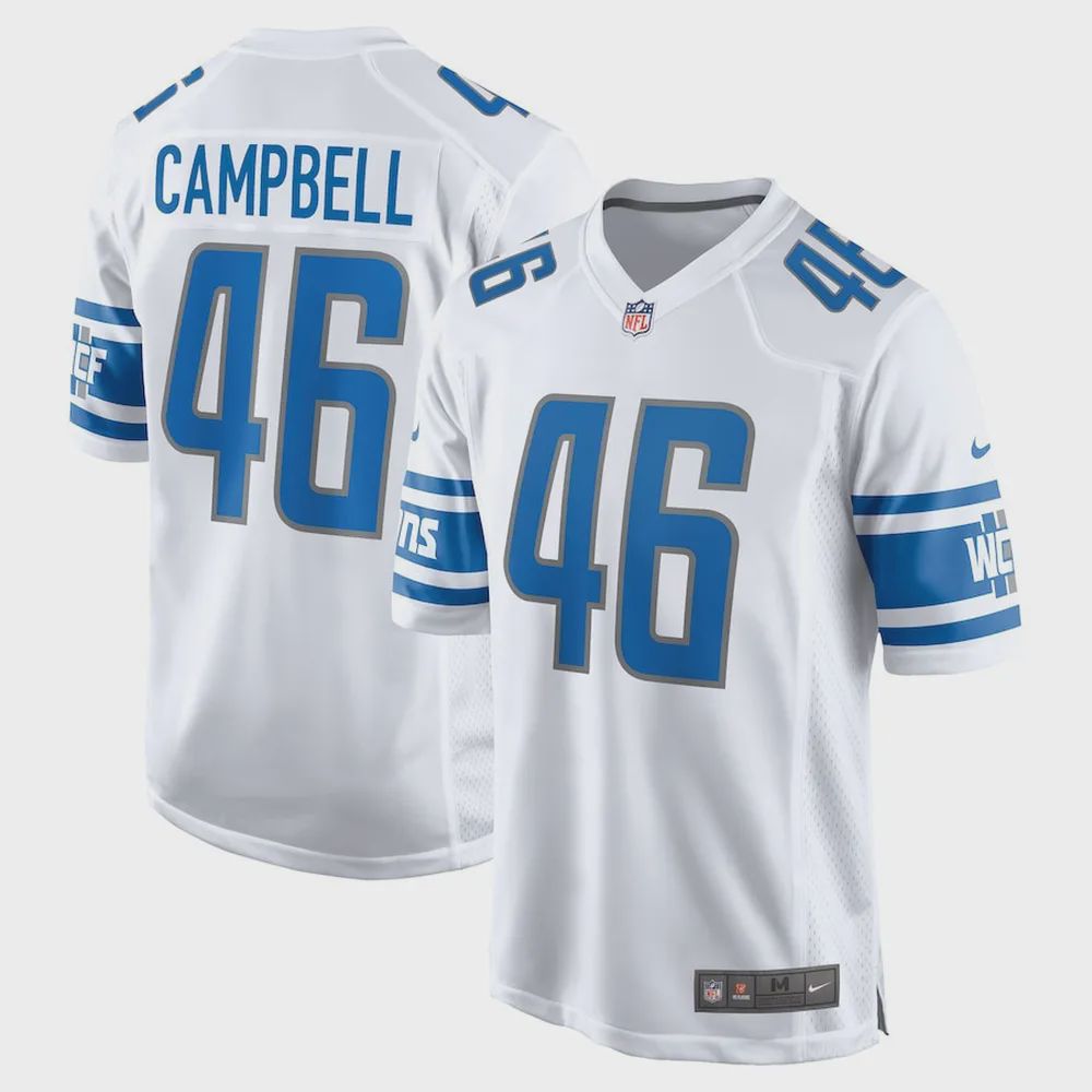 Jack Campbell 46 Detroit Lions Men’s Away Game Jersey – White