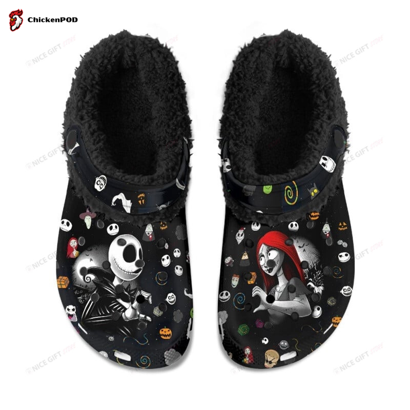 Jack Skellington & Sally Fleece Lined Crocs-Slippers Shoes FCS-K8N1