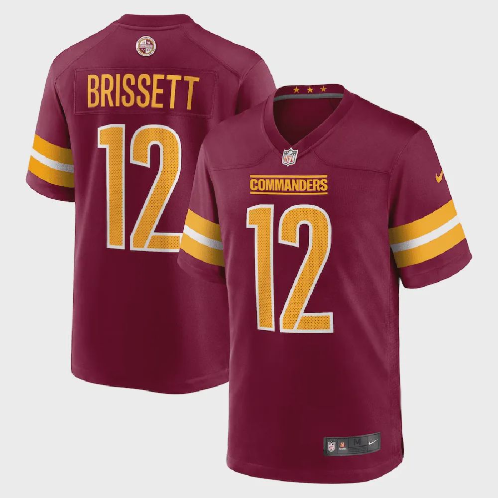 Jacoby Brissett 12 Washington Commanders Men Game Jersey – Burgundy