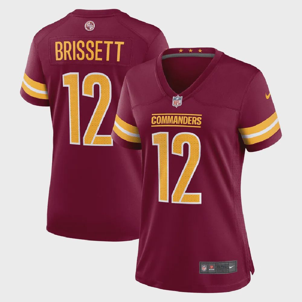 Jacoby Brissett 12 Washington Commanders Women Game Jersey – Burgundy