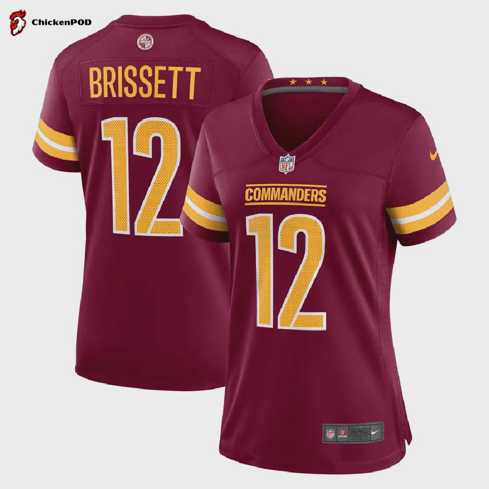 Jacoby Brissett 12 Washington Commanders Women Game Jersey – Burgundy