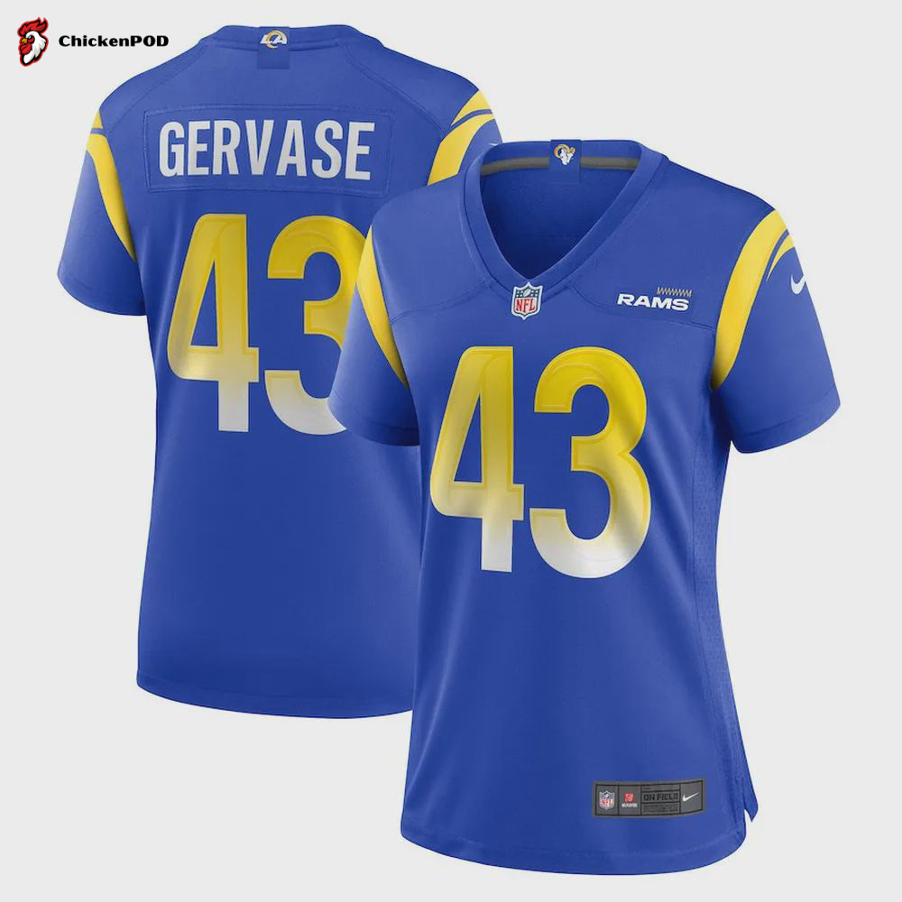 Jake Gervase Los Angeles Rams Women’s Game Player Jersey – Royal