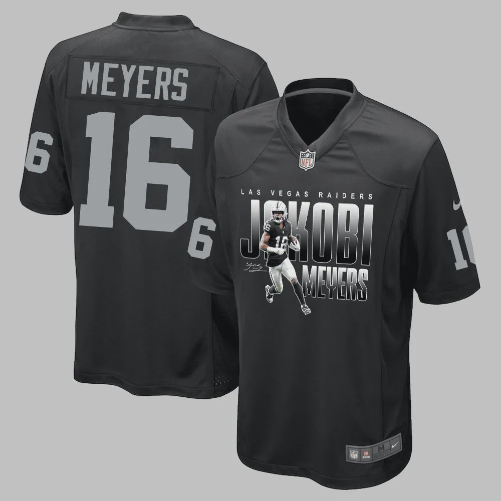 Jakobi Meyers 16 Las Vegas Raiders Drive to Victory Game Jersey – Men, Black