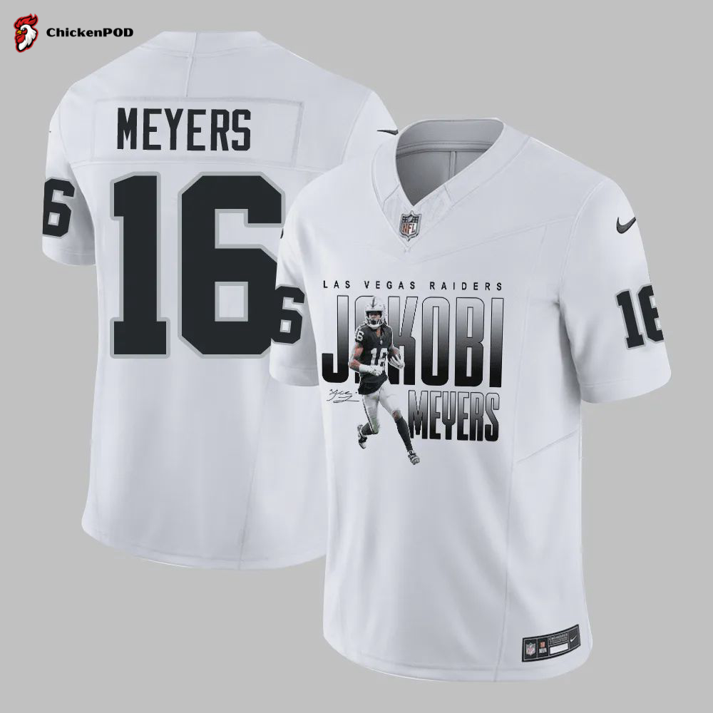 Jakobi Meyers 16 Las Vegas Raiders Drive to Victory Game Jersey – Men, White