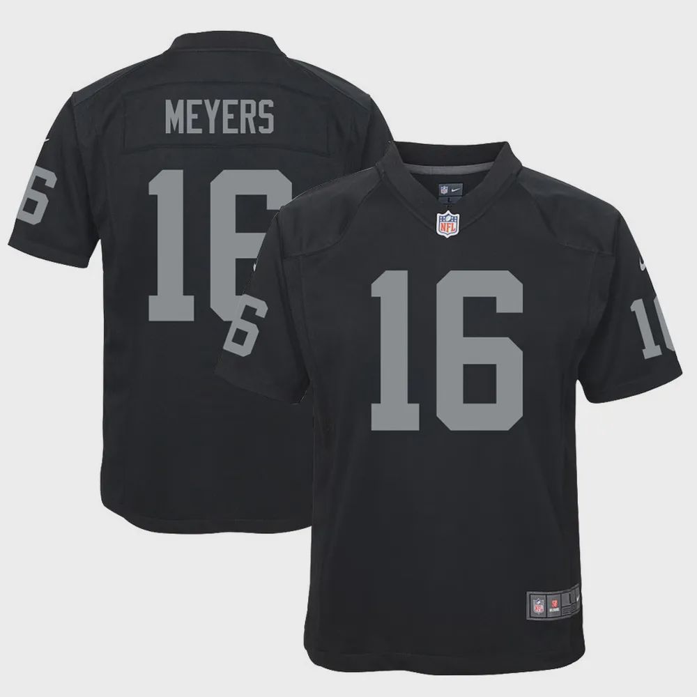 Jakobi Meyers 16 Las Vegas Raiders Youth Game Jersey – Black