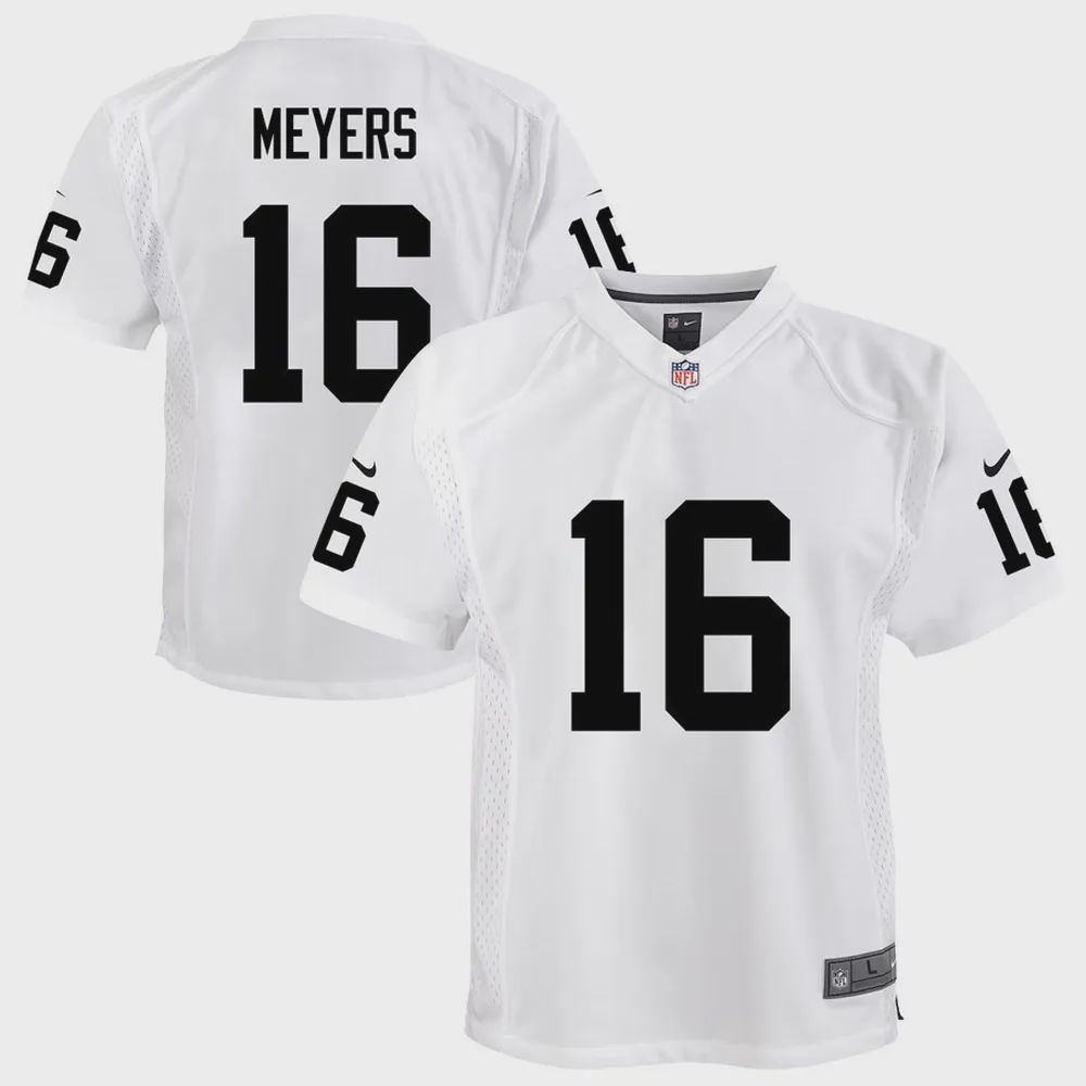 Jakobi Meyers 16 Las Vegas Raiders Youth Game Jersey – White