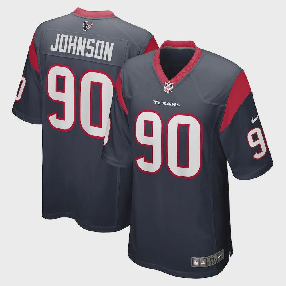 Jaleel Johnson 90 Houston Texans Player Game Jersey – Navy