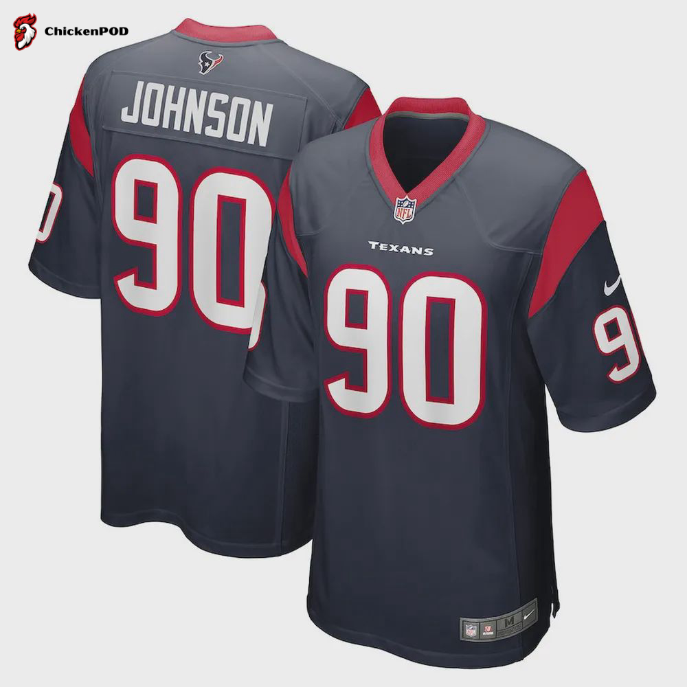 Jaleel Johnson 90 Houston Texans Player Game Jersey – Navy