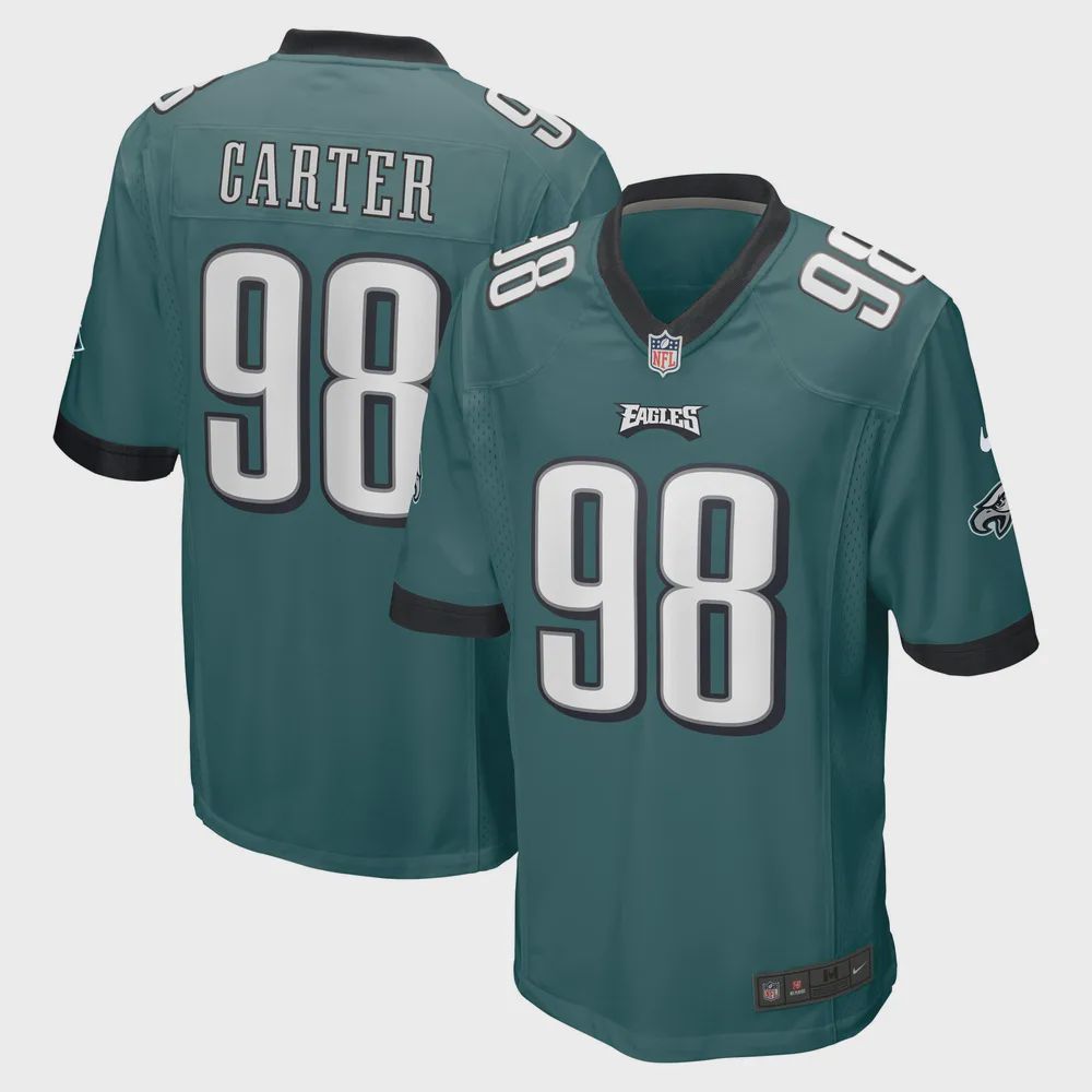 Jalen Carter 98 Philadelphia Eagles 2023 NFL Draft Game Jersey – Midnight Green