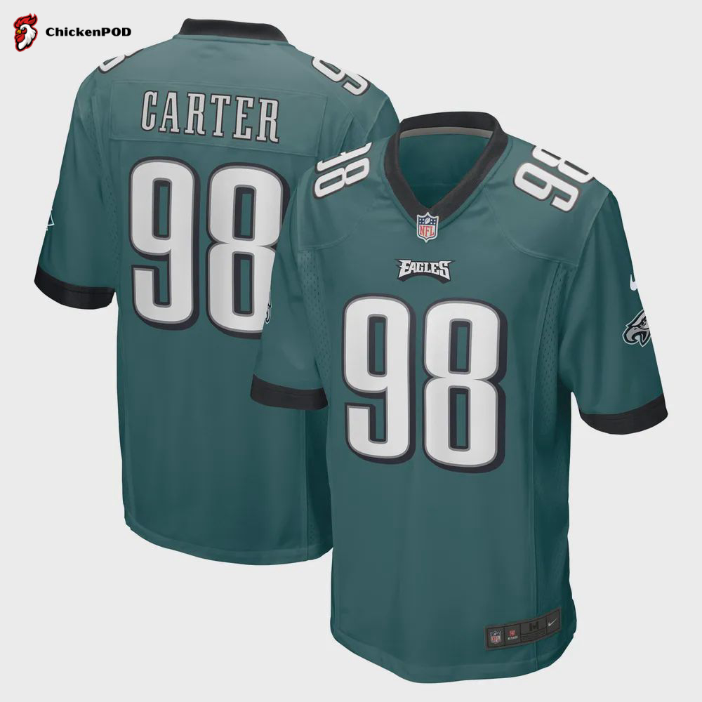 Jalen Carter 98 Philadelphia Eagles Women’s 2023 Draft First Round Pick Game Jersey – Midnight Green