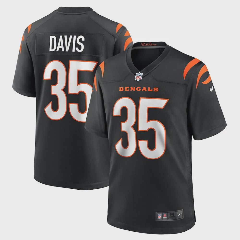 Jalen Davis 35 Cincinnati Bengals Men’s Game Jersey – Black