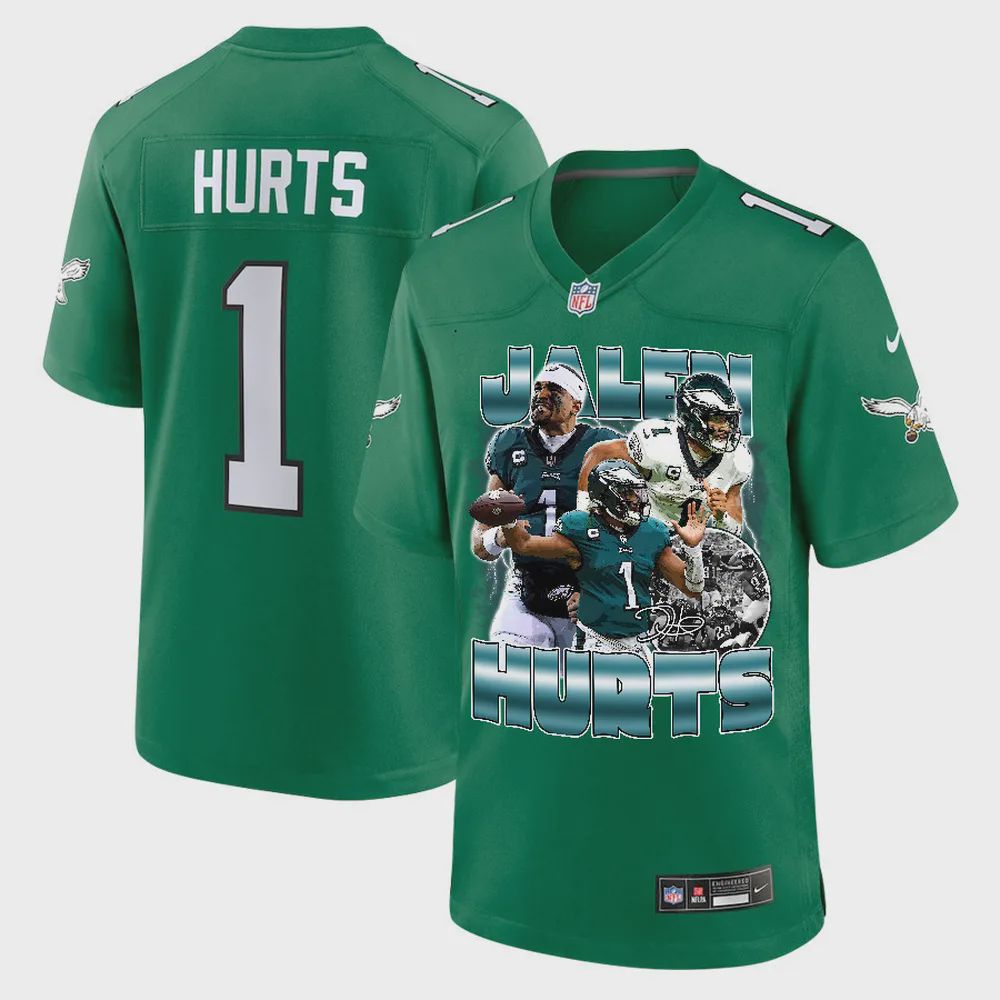 Jalen Hurts 1 Philadelphia Eagles Heartbeat Game Jersey – Men, Green