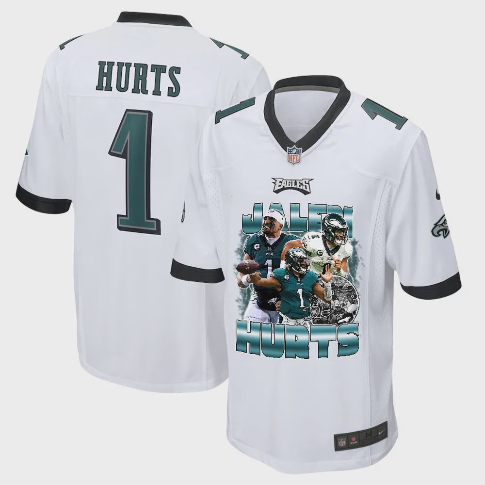 Jalen Hurts 1 Philadelphia Eagles Heartbeat Game Jersey – Men, White