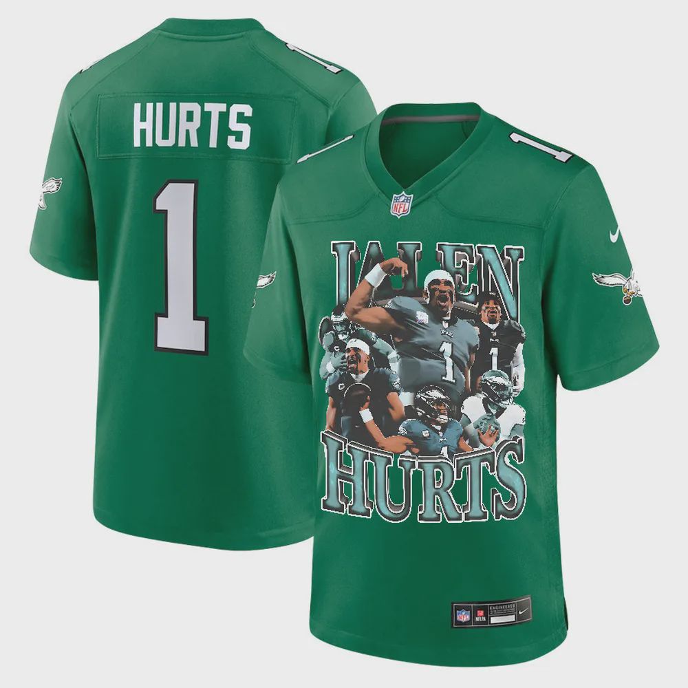 Jalen Hurts 1 Philadelphia Eagles Leadership Game Jersey – Men, Green