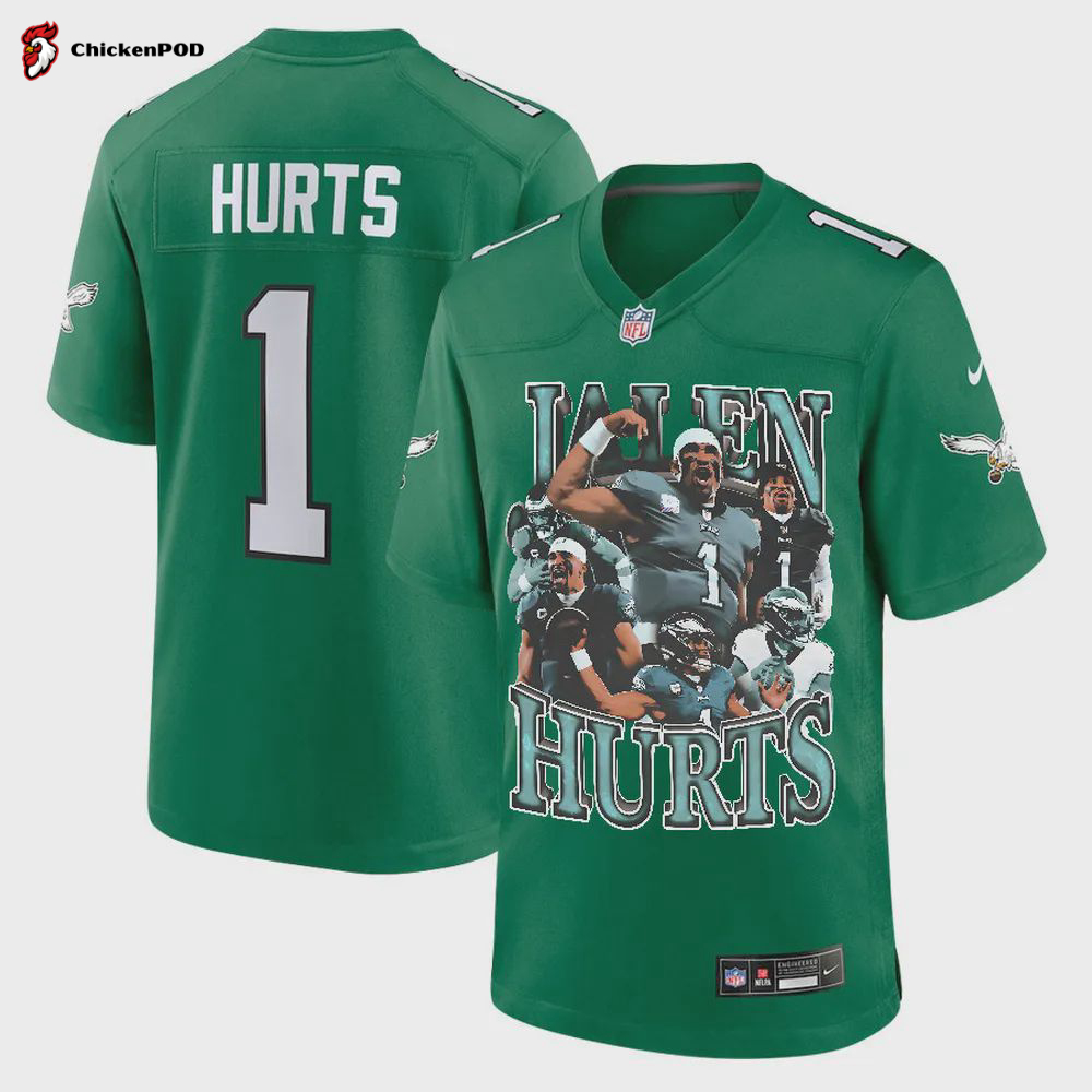 Jalen Hurts 1 Philadelphia Eagles Leadership Game Jersey – Men, Green