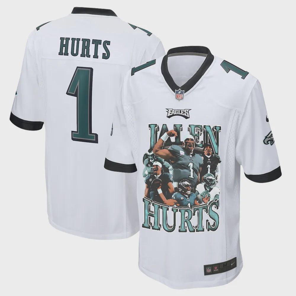 Jalen Hurts 1 Philadelphia Eagles Leadership Game Jersey – Men, White