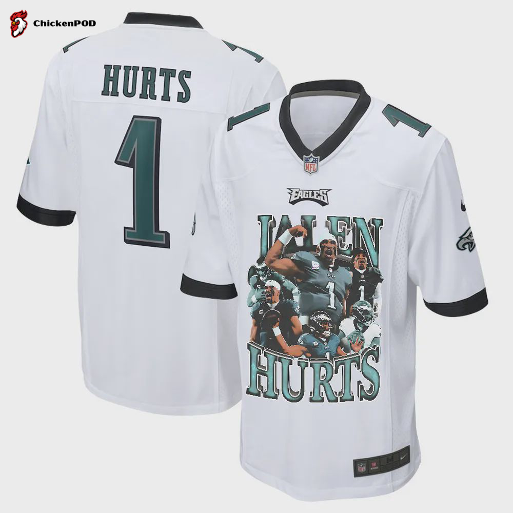 Jalen Hurts 1 Philadelphia Eagles Leadership Game Jersey – Men, White