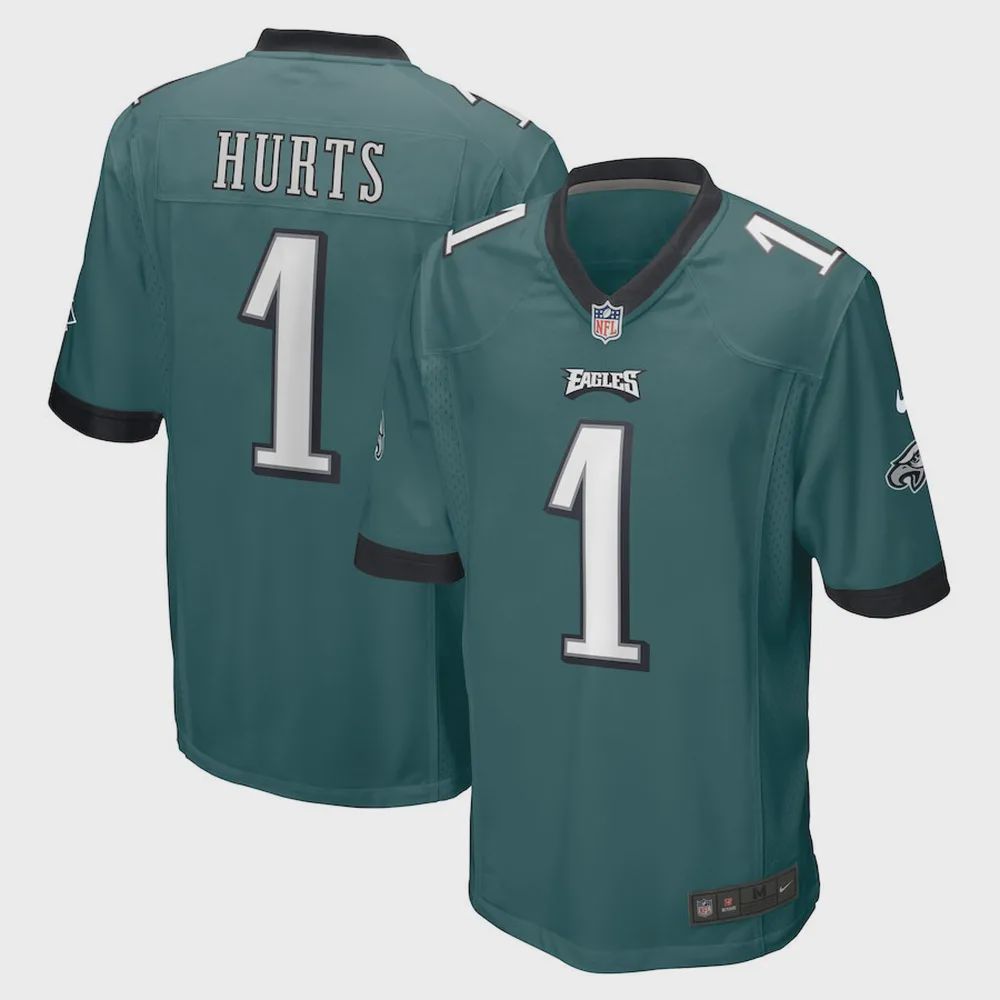 Jalen Hurts 1 Philadelphia Eagles Team Game Jersey – Midnight Green