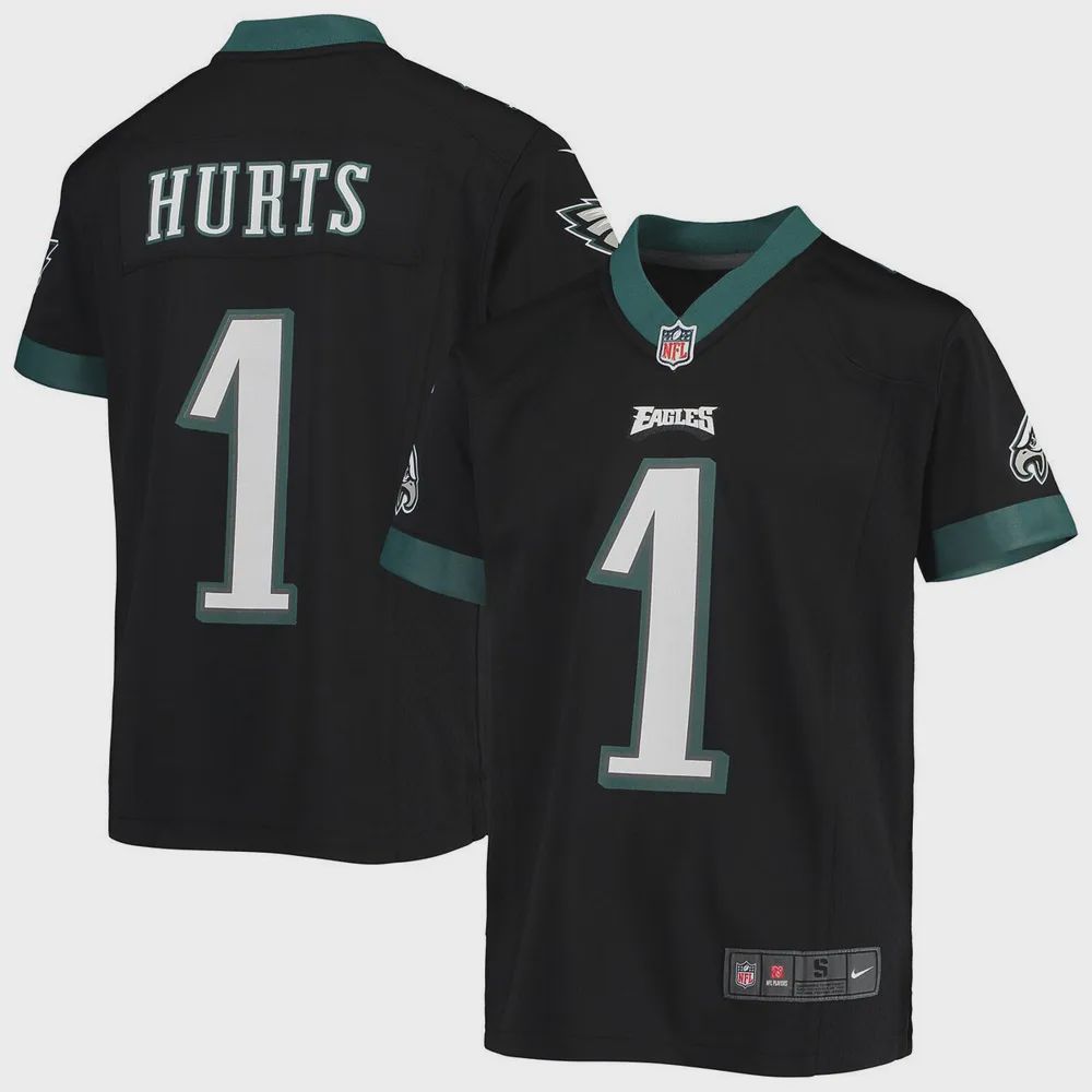 Jalen Hurts 1 Philadelphia Eagles Youth Game Jersey – Black