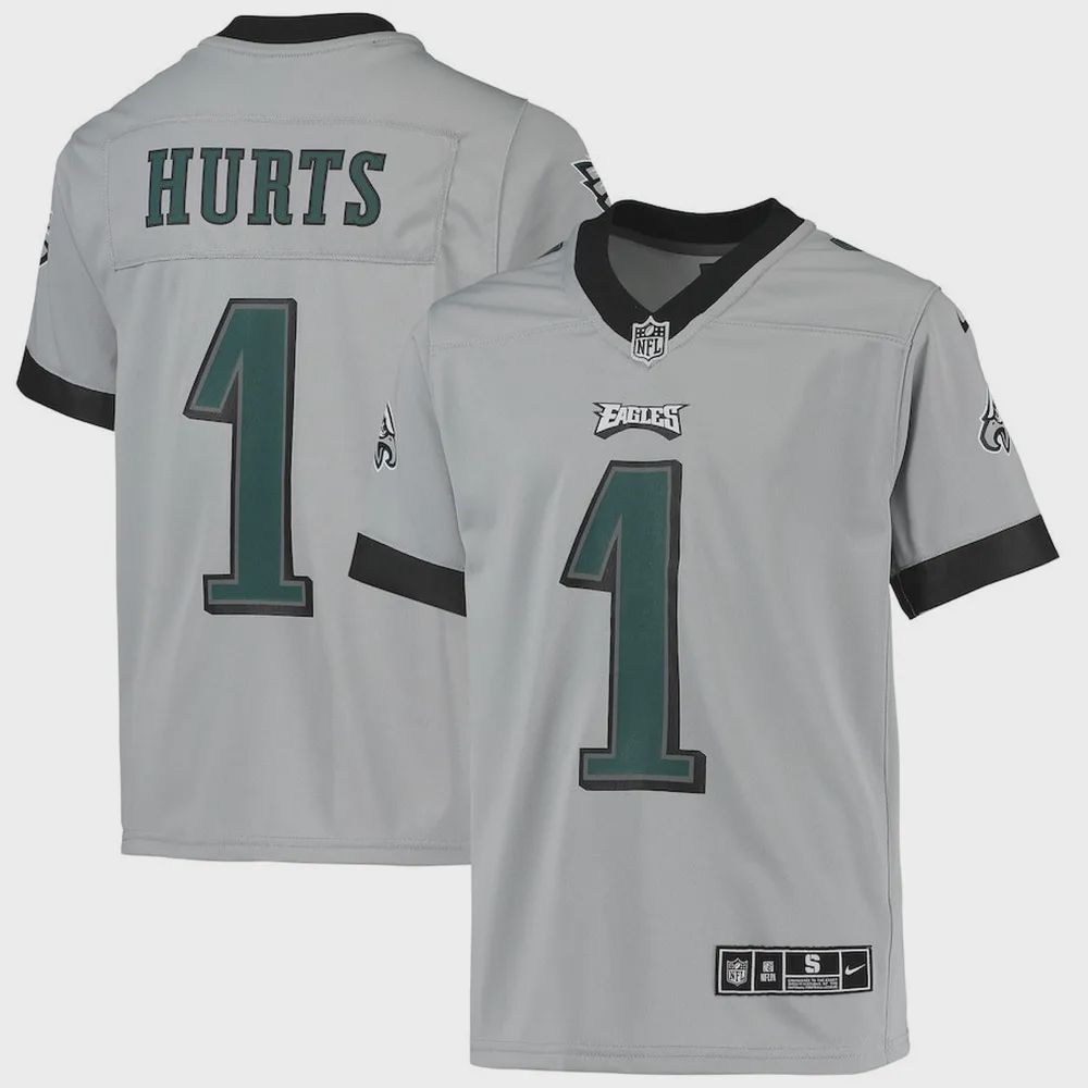 Jalen Hurts 1 Philadelphia Eagles Youth Youth Inverted Team Game Jersey – Silver