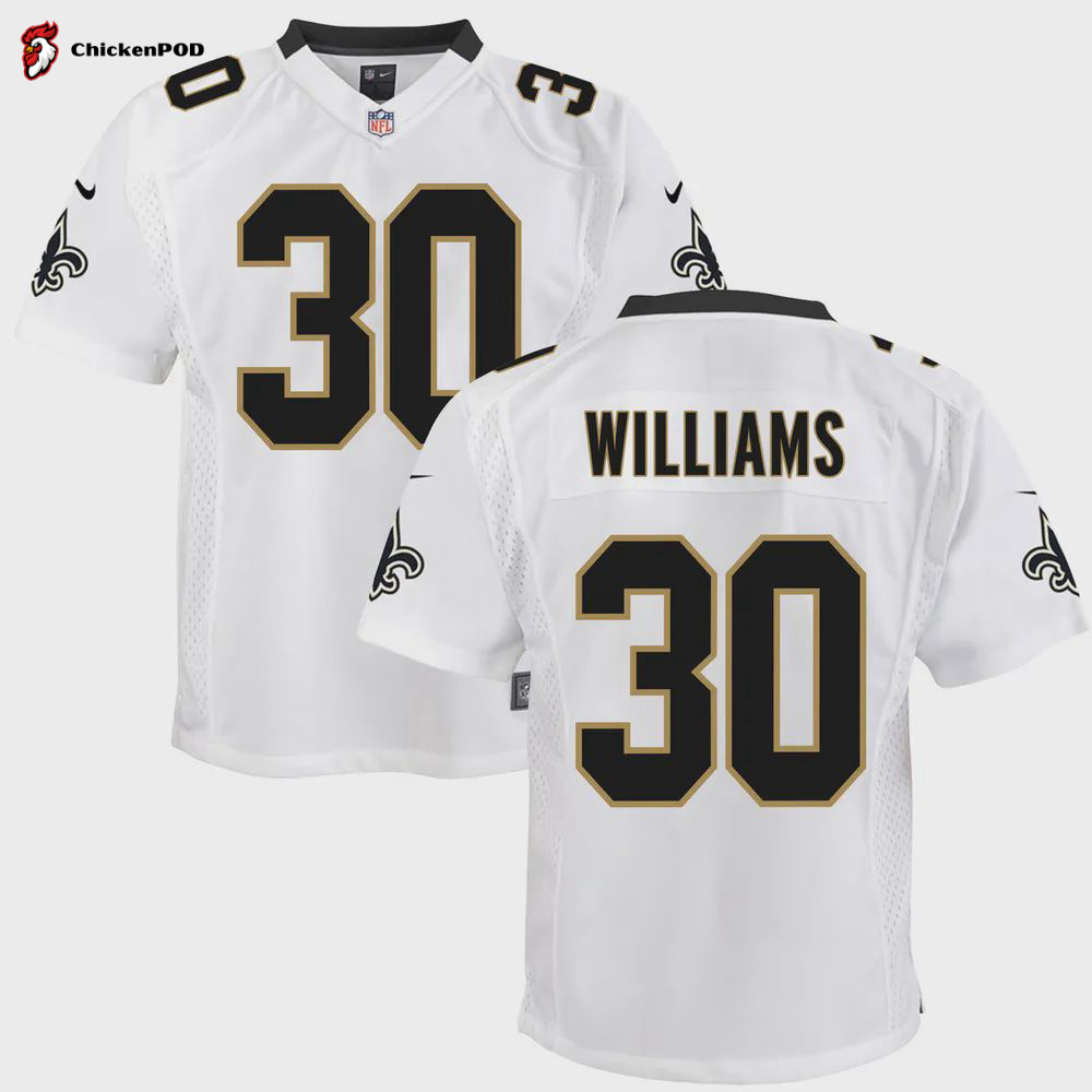 Jamaal Williams 30 New Orleans Saints Youth Game Jersey – White