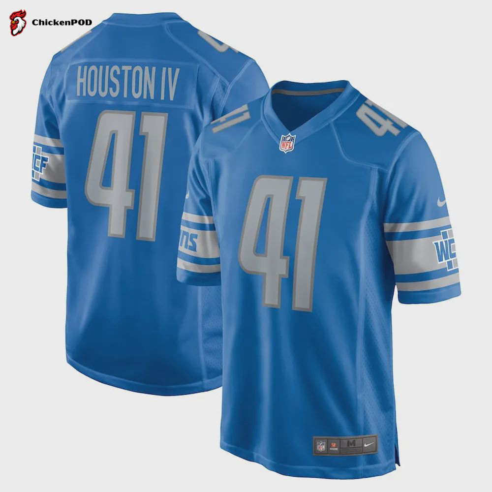 James Houston 41 Detroit Lions Men’s Game Jersey – Blue