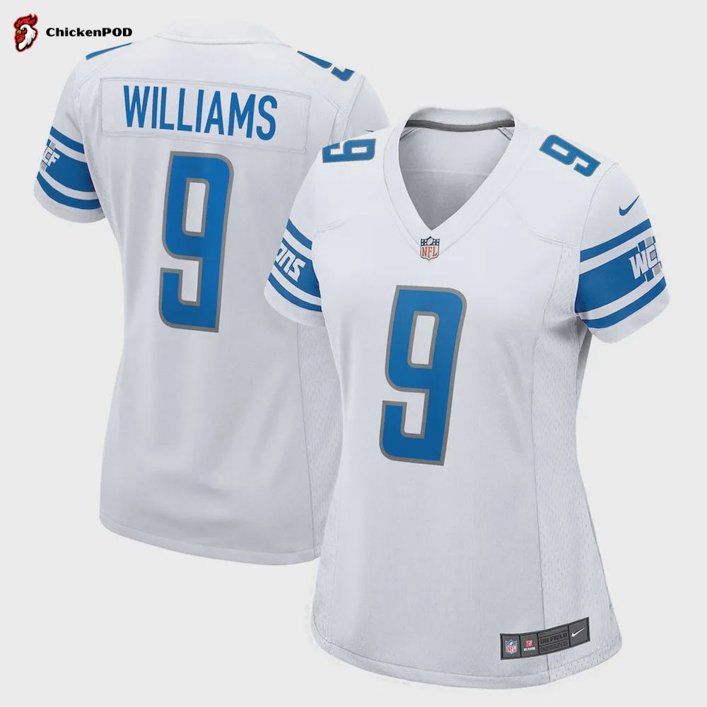 Jameson Williams 9 Detroit Lions Women’s Player Game Jersey – White