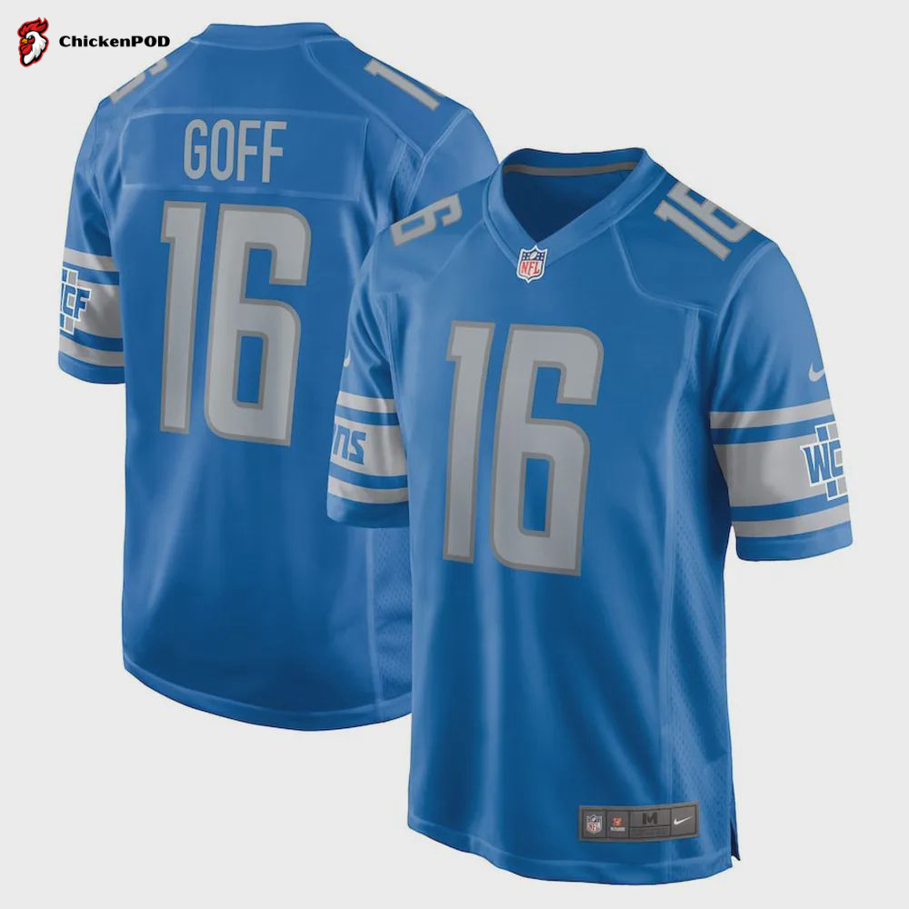 Jared Goff 16 Detroit Lions Men Game Jersey – Blue