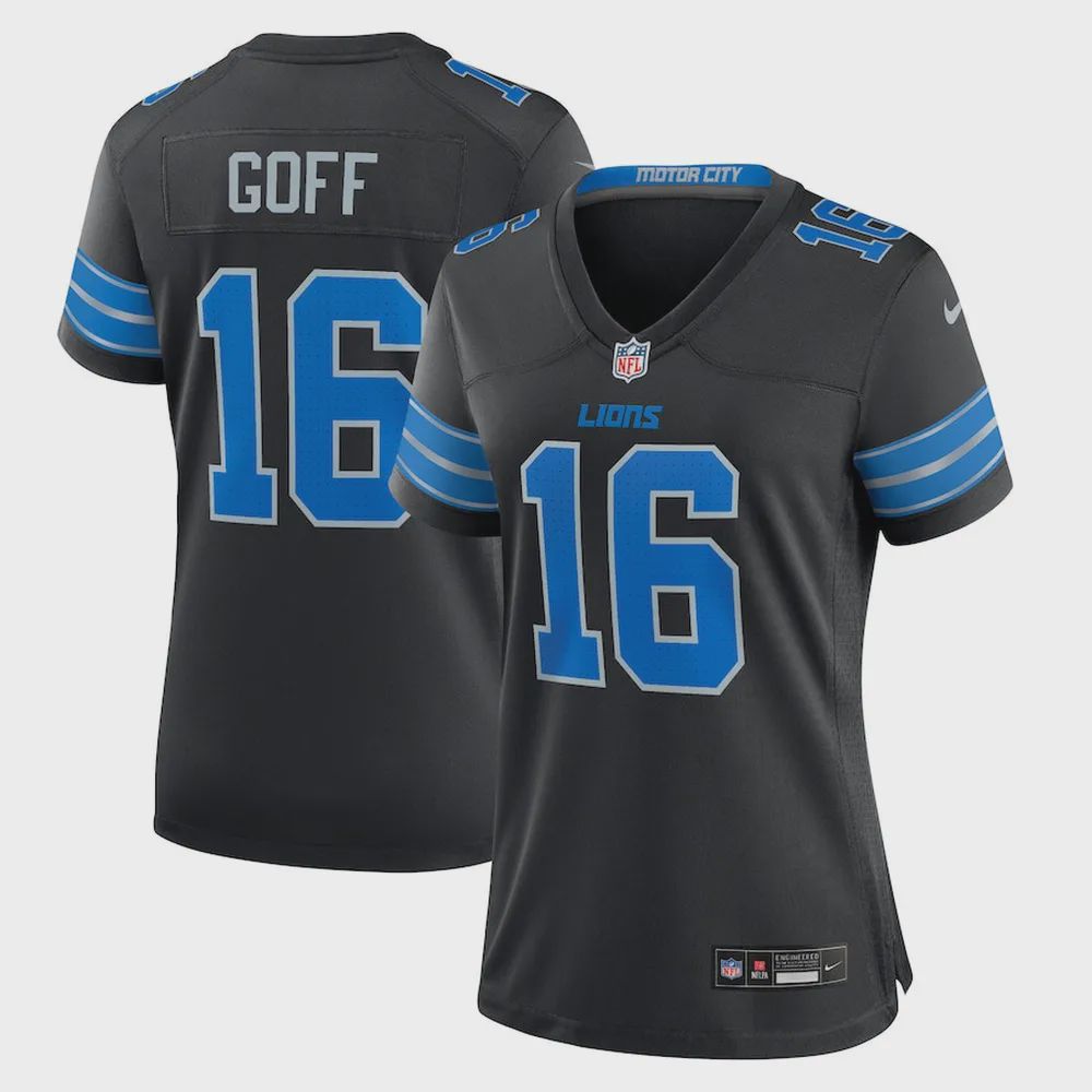 Jared Goff 16 Detroit Lions Women’s Player Game Jersey – Black