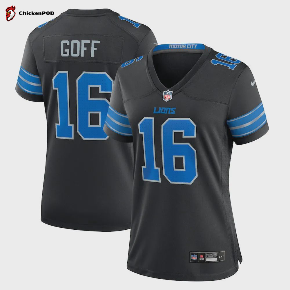 Jared Goff 16 Detroit Lions Women’s Player Game Jersey – Black