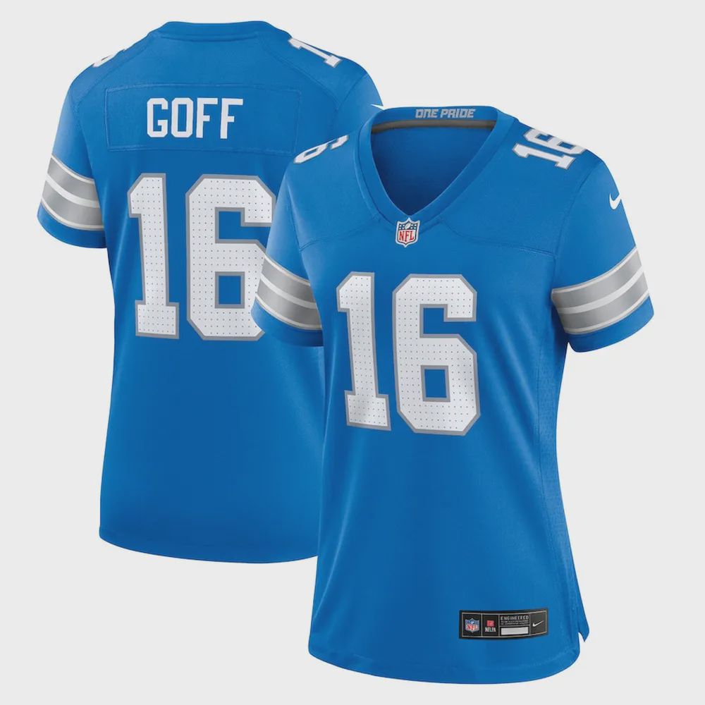 Jared Goff 16 Detroit Lions Women’s Player Game Jersey – Blue