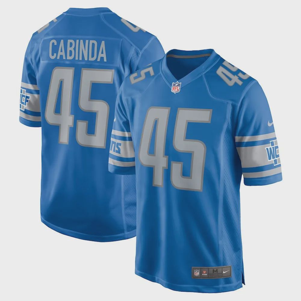 Jason Cabinda 45 Detroit Lions Men’s Game Jersey – Blue