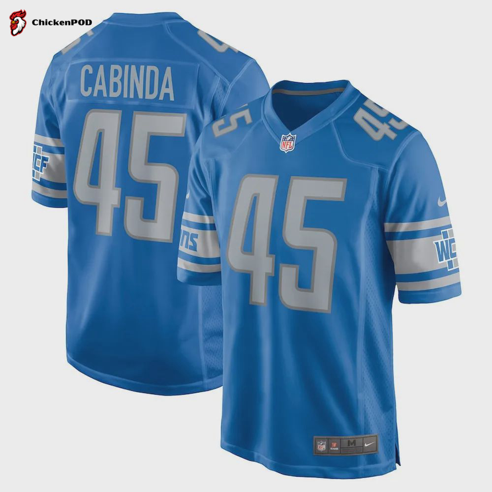 Jason Cabinda 45 Detroit Lions Men’s Game Jersey – Blue