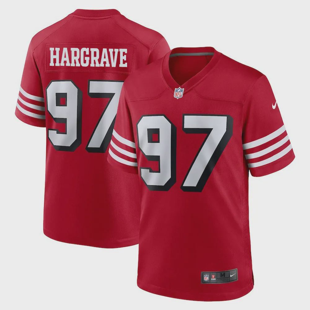 Javon Hargrave 97 San Francisco 49ers Men Alternate Game Jersey – Scarlet