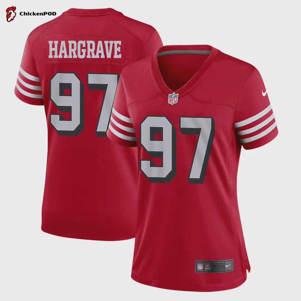 Javon Hargrave 97 San Francisco 49ers Women Alternate Game Jersey – Scarlet