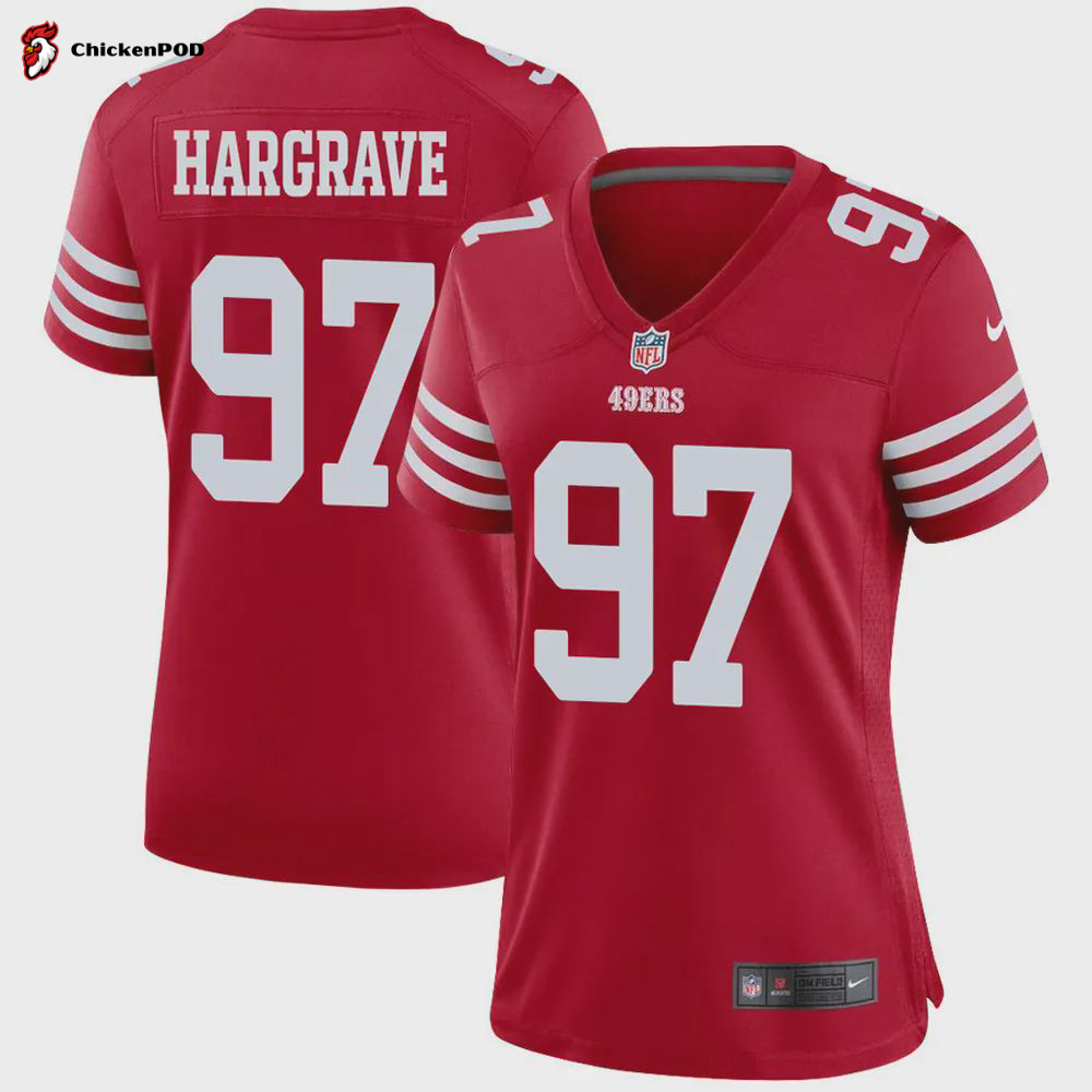 Javon Hargrave 97 San Francisco 49ers Women Alternate Game Jersey – Scarlet