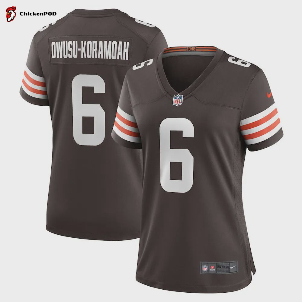 Jeremiah Owusu-Koramoah 6 Cleveland Browns Women’s Team Game Jersey – Brown