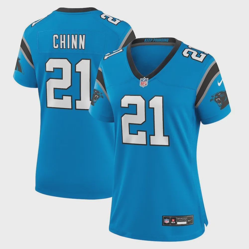 Jeremy Chinn 21 Carolina Panthers Women’s Alternate Game Jersey – Blue