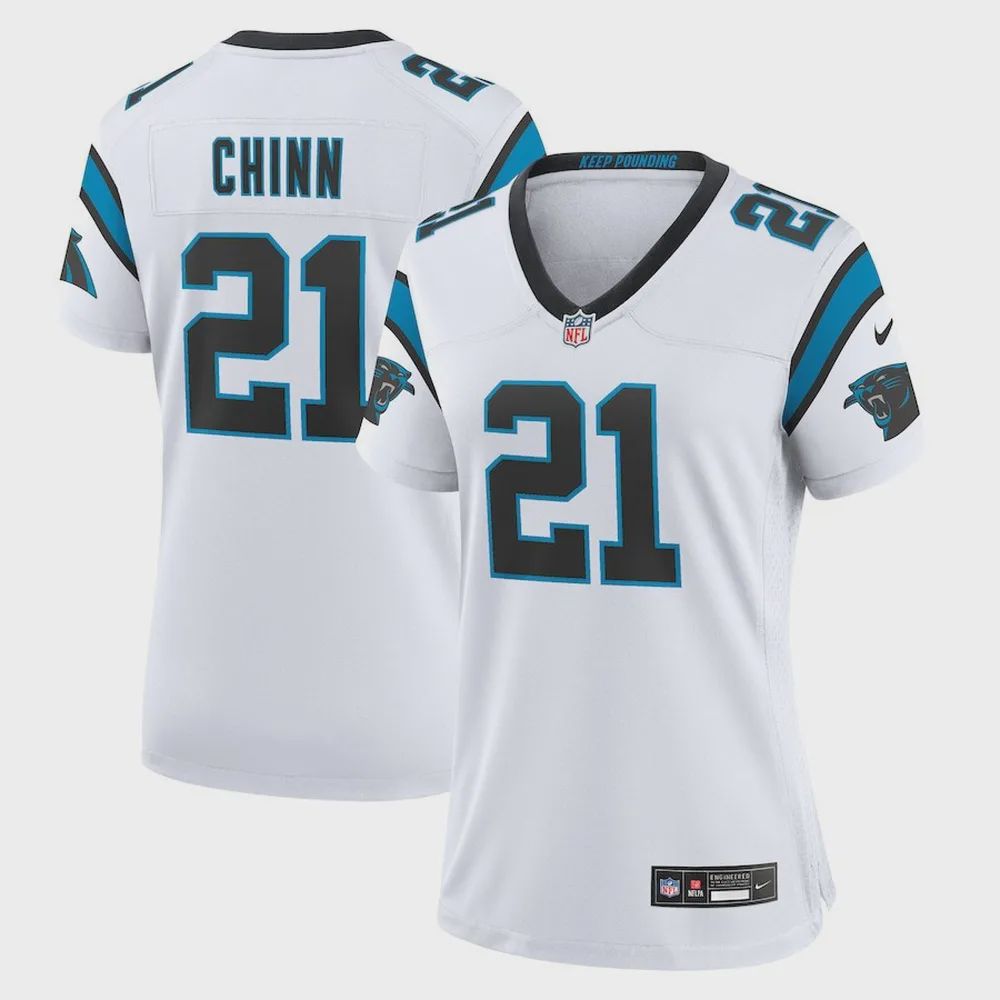 Jeremy Chinn 21 Carolina Panthers Women’s Game Jersey – White