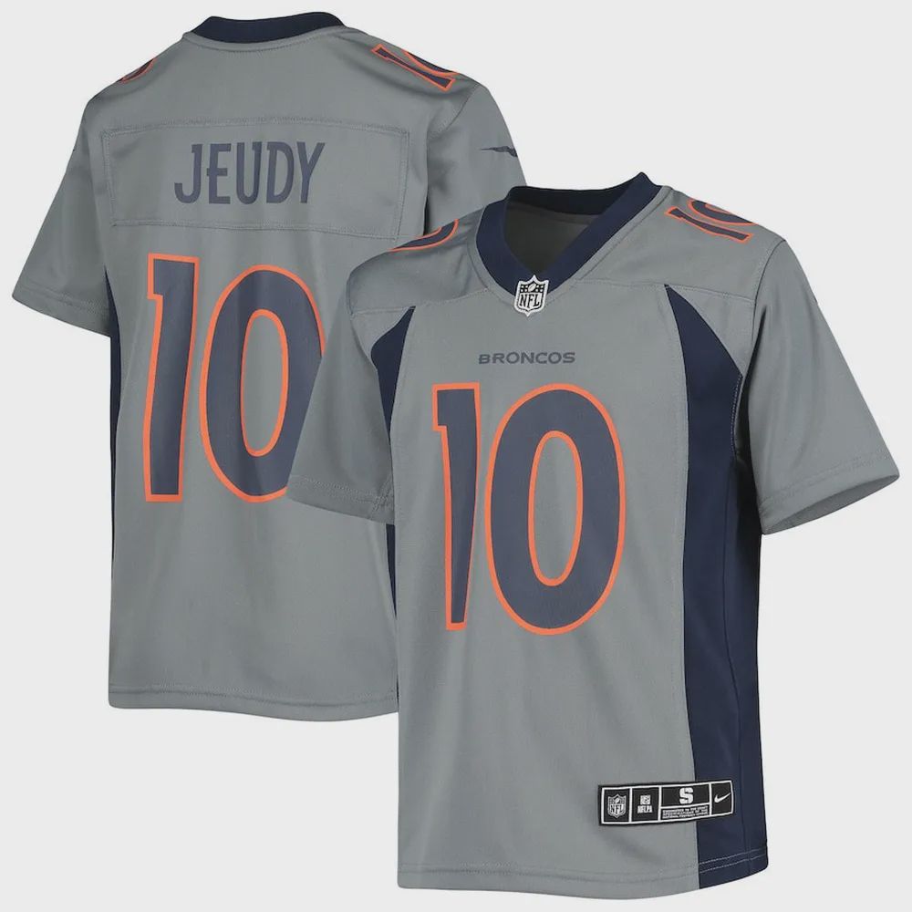 Jerry Jeudy 10 Denver Broncos Youth Inverted Team Game Jersey – Gray