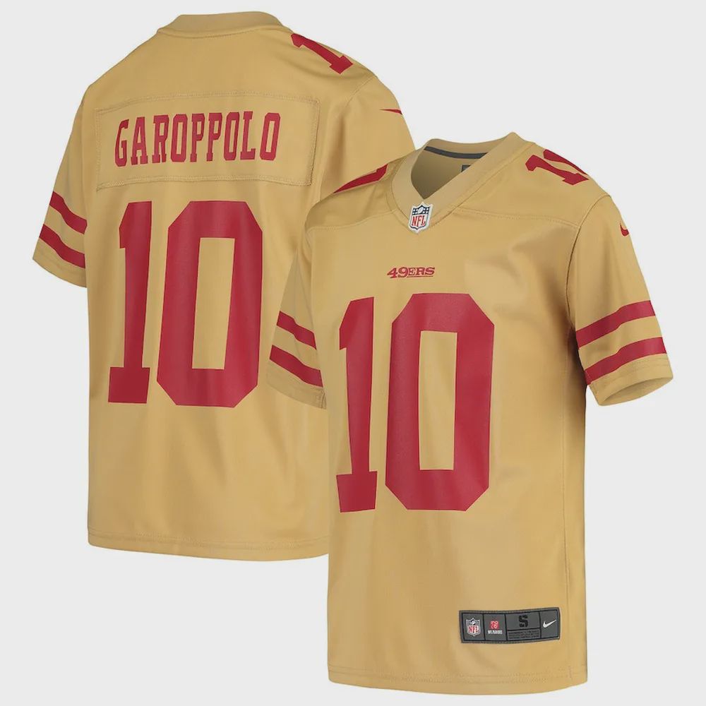 Jimmy Garoppolo 10 San Francisco 49ers Youth Inverted Game Jersey – Gold