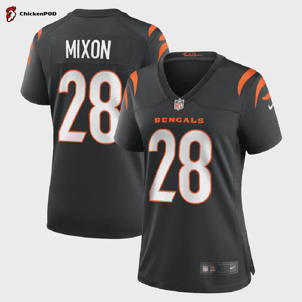 Joe Mixon 28 Cincinnati Bengals Women’s Game Jersey – Black