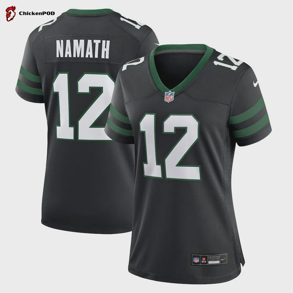 Joe Namath 12 New York Jets Women’s Player Game Jersey – Legacy Black